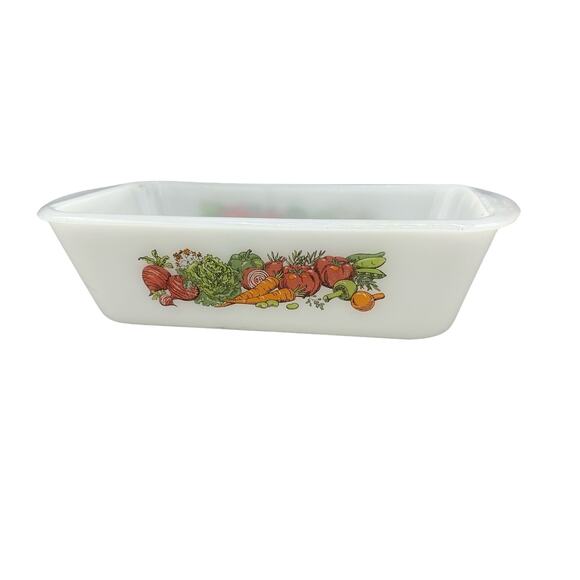 Vintage Glasbake Jeanette Milkglass Garden Vegetable Harvest Loaf Pan - Picture 1 of 10